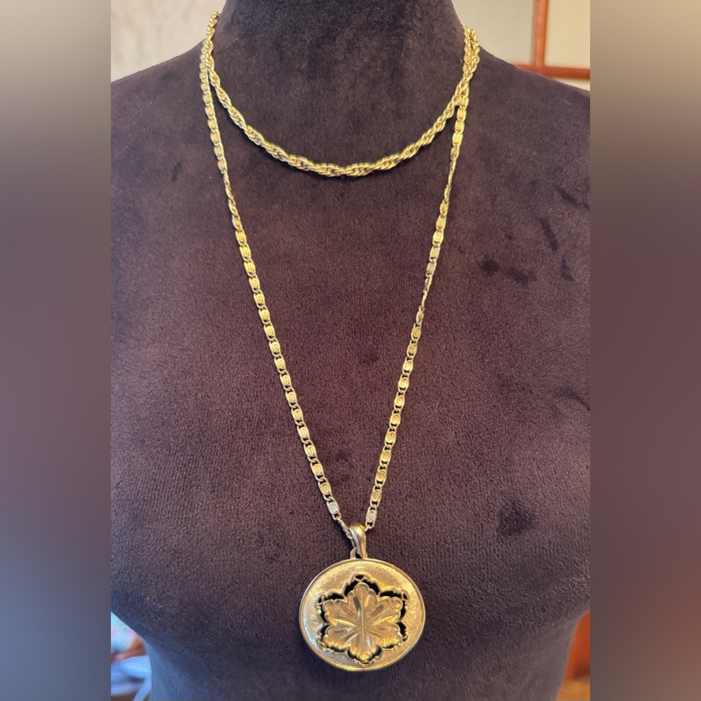 Vintage Gold-tone Double-strand Pendant Necklace; Unsigned; approx 22”